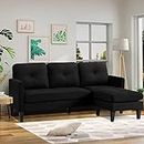JOVNO Sofa, Adjustable L-Shaped Sofa, Modern Craftsmanship Nordic Style Fashion Sofa Set, Apartment Living Room Sofa with Storage for Small Space（Black）