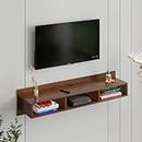 BLUEWUD Coober Engineering Wood Wall Mount TV Entertainment Unit Set Top Box Stand/TV Cabinet with Shelves for Books & Décor Display Unit Large Upto 50 Inches (Brown Maple)