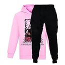 Girls Hoodies Family Long Sleeve Pullover Tracksuit Set Casual Sweatshirts Kids Fashion Clothes Set (7-8 Years, Pink)