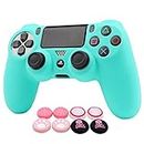 RALAN Blue Controller Skin Silicone for PS4, Non-Slip Grip Cover Protector Compatible with Playstation 4/PS4 Slim/PS4 Pro Controllers (Pink Pro Thumb Grip x 6,Skull Cap Grip x 2).