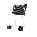 Crochet Hats for Women Vintage Fox Hat Grunge Goth Beanies Y2K Accessories Slouchy Beanies (Grey Black)