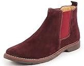 FAUSTO FST 3941 CHERRY-43 Men's Cherry Suede Leather Outdoor Everyday High Ankle Classy Chelsea Boots (9 UK)