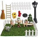 13 pieces miniature garden accessories with miniature artificial grass