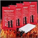 Emergency Fire Blankets for Home and Kitchen - Fire Retardant Blankets Suppression Blanket Flame Retardant Protection&Heat Insulation Design for Kitchen Stove Office Fireplace Car (39.3X 39.3inch)