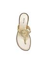 Michael Michael Kors Women's Aubrey Cutout Thong Tumbled Leather T-Strap Sandal, Pale Gold, 2 UK