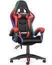 bigzzia Gaming Stuhl mit LED - Gaming Chair Gamer Stühle RGB Licht Beleuchtung Computerstuhl Höhenverstellbar Ergonomisch Bürostuhl für Jugendliche Jungen Mädchen Erwachsene (Rot)