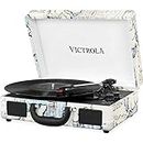 Victrola Journey Bluetooth Suitcase Record Player with Three-Speed Turntable | Tan (Map) | VSC-550BT-P4-EU