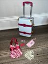 AMERICAN GIRL DOLL Travel in Style Luggage Blue Rolling Suitcase & Accessories
