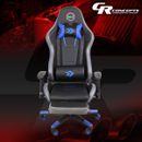 NRG RSC-G100BL RECLINABLE BACK OFFICE RACING GAMING CHAIR SEAT W/LEG REST BLUE
