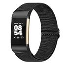 Oumida Stretchy Nylon Solo Loop Band Compatible with Fitbit Charge 2 Bands for Women Men, Adjustable Soft Elastic Braided Sport Straps Replacement Wristband for Fitbit Charge 2 Fitness (Black)