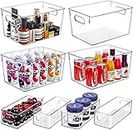 Snazzy Set of 8 Clear Plastic Storage Bins, 4 Large and 4 Small Stackable Storage Containers for Pantry Organization and Kitchen Storage Bins,Home Edit and Cabinet Organizers