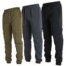 Ultra Performance 3 Pack Mens Sweatpants, Fleece Cargo Joggers for Men with Pockets, Charcoal / Dark Olive / Black, Medium