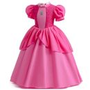 Girls Princess Peach Super Mario Cosplay Costume Dress Kids Party Birthday Dress