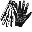 QEPAE® Unisex Breathable Cycling Full Finger Gloves Non-Slip Auto Racing Gloves for Biking Running Sporting Weightlifting Hunting Training - Skeleton Pattern - M