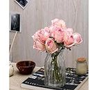 SATYAM KRAFT 1 Bunch Artificial Rose Flower for - Home, Office, Bedroom, Balcony, Table Display Decoration Items(Pack of 1 Bunch, 7 Heads in 1 Bunch) (Pink)(Without Vase Pot)