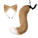 Lfzhjzc Tierfuchsohren-Stirnband und -Schwanz, Wolfsohren-Schwanz-Set, Kostüm Anime Cosplay, Big Furry Fox Tail-Kostüm, für Halloween-Party-Kostümzubehör (Color : C, Size : One Size)