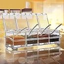 Flexi Madhav Plastic Acrylic Spice Rack, 4 Pieces Box with 4 Spoons || Kitchen Ware || Masala Container