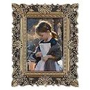 Simon's Shop Picture Frames 4x6 Antique Style Photo Frame with Glass Front, Vintage Picture Frame for Tabletop and Wall Display, Gold