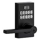 Kwikset 99170-004 SmartCode 917 Keypad Keyless Entry Contemporary Residential Electronic Deadbolt with Halifax Door Handle Lever and SmartKey Security, Iron Black