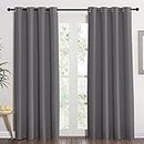 NICETOWN Solid Grommet Blackout Curtain - Thermal Insulated Microfiber Blackout Window Treatment Drapery Rideaux (1 Panel, 52 x 84 Inch, Gray)