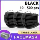 Disposable 3 Layer Surgical Black Face Mask, Use And Throw Mask 100 Pieces