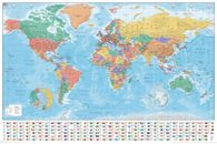 Weltkarte 2020 Landkarte  Fahnen Flaggen neu Poster Maxi Wandposter 91,5x61 cm