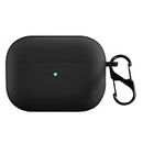 KACA Silicone Soft Case Cover with Keychain for Airpods Pro 2 Case 2022, AirPods Pro 2nd Generation Cover (Black)