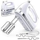 Hand Mixer Electric, 400w Ultra Power Kitchen Handheld Mixer with 2x5 Speed(Turbo Boost & Automatic Speed), Storage Case, 5 Stainless Steel Accessories for Easy Whipping, Baking, Cake
