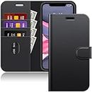 JETech Funda Billetera para iPhone 11 6,1 Pulgadass, Carcasa Cartera Flip Magnética de Cuero PU Antigolpes, con Tarjetero y Función de Soporte (Negro)