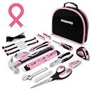 WORKPRO Pink Tool Kit - 236 Pieces Pink Tool Set with Easy Carrying Round Pouch, Household Tool Kit Perfect for DIY, Home Maintenance - Pink Ribbon