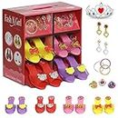 Princess Dress Up and Play Shoe and Jewelry Boutique with Fashion Accessories for Girls Dress Up, Age 3 - 10 yrs Old (red/Purple)