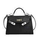Women PU Fashion Designer Handbags Crossbody Bags Top Handle Satchel with Detachable Strap Luxury Tote Bag, A-black