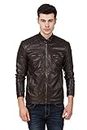 Leather Retail Men's solid Jacket (lr0027_Brown_2XL)