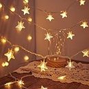 LiyuanQ Fairy Lights Plug in, 29.7ft 60 LED Star String Lights Mains Powered 8 Modes Waterproof Indoor Outdoor Lights for Bedroom Wedding Party Christmas Decoration (Warm White)