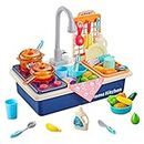 Kitchen Sink Toys Water Playset Cooking Stove Play with Running Water House Wash Up Kitchen Sets with Play Dishes Accessories for Toddlers