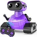 Playsheek Robot Toys Remote Control Robot Toy Rechargeable Emo Robot with Auto-Demonstration Kids Robot RC Robot for Kids Smart Robot Gift for Children Age 3+ Purple