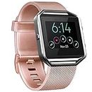 Vancle Replacement Strap compatible with Fitbit Blaze, Not Included Fitbit Blaze and Frame (Rose gold, S)