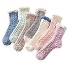 Women's Cozy Fluffy Socks Fuzzy Socks Plush Socks 5,6,7,8 Pairs, 7 Pairs Rope Shaped, 4-9