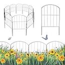 Hourleey Garden Fence, 10FT x 24IN Metal Decorative Arched, 10 Panels Wire Border Animal Barrier, Ground Stake Fence for Dog Yard Patio Outdoor Landscape Decor
