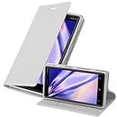 Cadorabo Book Case Compatible with Nokia Lumia 830 in Classy Silver - with Magnetic Closure, Stand Function and Card Slot - Wallet Etui Cover Pouch PU Leather Flip