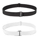 No Show Women Stretch Belt Invisible Elastic Web Strap Belt with Flat Buckle for Jeans Pants Dresses. (J-black+white, Suit for US Size 0-16)