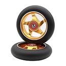 2Pcs 100 mm Pro Stunt Scooter Wheels with Abec 9 Bearings for MGP/Razor/Lucky/Envy/Vokul Pro Scooters Replacement Wheels(Gold)