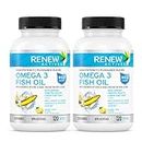 Renew Actives Omega 3 Fish Oil, 1200mg HIGH POTENCY Purified Organic Omega 3 Fish Oil Supplements with 720mg Omega 3 DHA & EPA, Incredibly Healthy Fats to Support Brain Function and Cardiovascular Health, Wild-Harvested, Nordic Omega 3 Fish Oil, GMO & Gluten Free, No Fishy Aftertaste, 120 Easy to Swallow Soft Gels