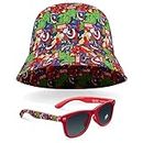 Marvel Kids Bucket Hat and Sunglasses Set, Lightweight Sun Hat 100% UV Protection Sunglasses - Kids Gifts (Multi Marvel)