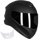 ILM Full Face Motorcycle Street Bike Helmet with Enlarged Air Vents, Free Replacement Visor for Men Women DOT Approved Model-ST-06 (Matte Black, Medium)