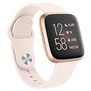 AK Silicone Bands Compatible with Fitbit Versa 2 / Fitbit Versa/Versa Lite/Versa SE Bands for Women Men, Classic Soft Straps Replacement Sport Wristbands for Fitbit Versa 2 Smart Watch (Sand Pink)