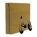 Elton Golden Carbon Fiber Theme Skin Sticker Cover for PS4 Slim Console and Controllers [Video Game]