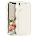 YINLAI for iPhone XR Case Cute Curly Wave Frame Shape Soft TPU Silicone Cover for Women Men Camera Protection Shockproof Phone Case for iPhone XR 6.1" Off White