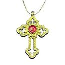 3 ARCHES USA Nativity Cross Necklace Gold Plated-Cross Pendant With Stone From Nativity Church In Bethlehem, Holy Land