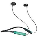 pTron Tangent Duo Bluetooth 5.2 Wireless in Ear Headphones, 13mm Driver, Deep Bass, HD Calls, Fast Charging Type-C Neckband, Dual Pairing, Voice Assistant & IPX4 Water Resistant (Black/Green)